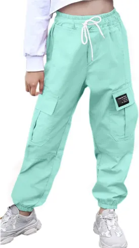 AOWKULAE Girls & Womens Casual Cargo Jogger Pants, 6 Years - Women 3XL