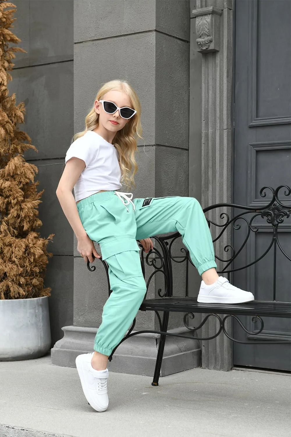 AOWKULAE Girls & Womens Casual Cargo Jogger Pants, 6 Years - Women 3XL