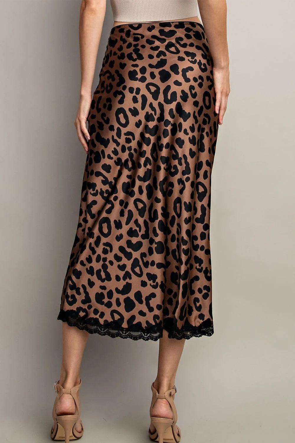 Brown Leopard Midi Skirt