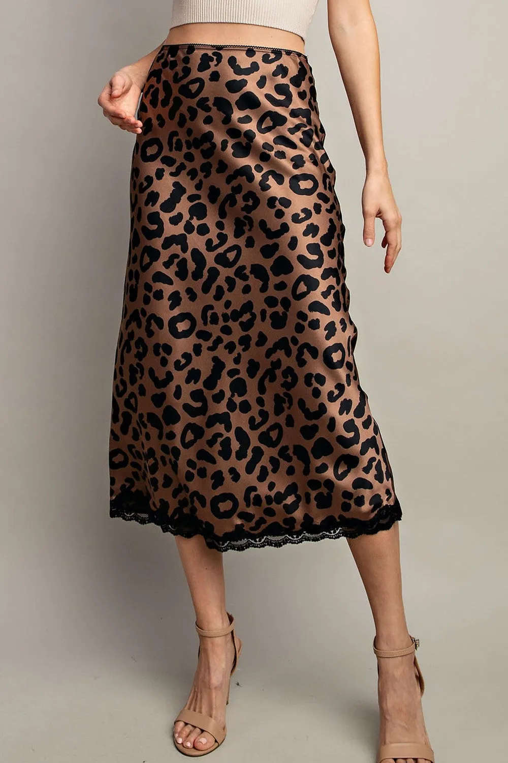 Brown Leopard Midi Skirt