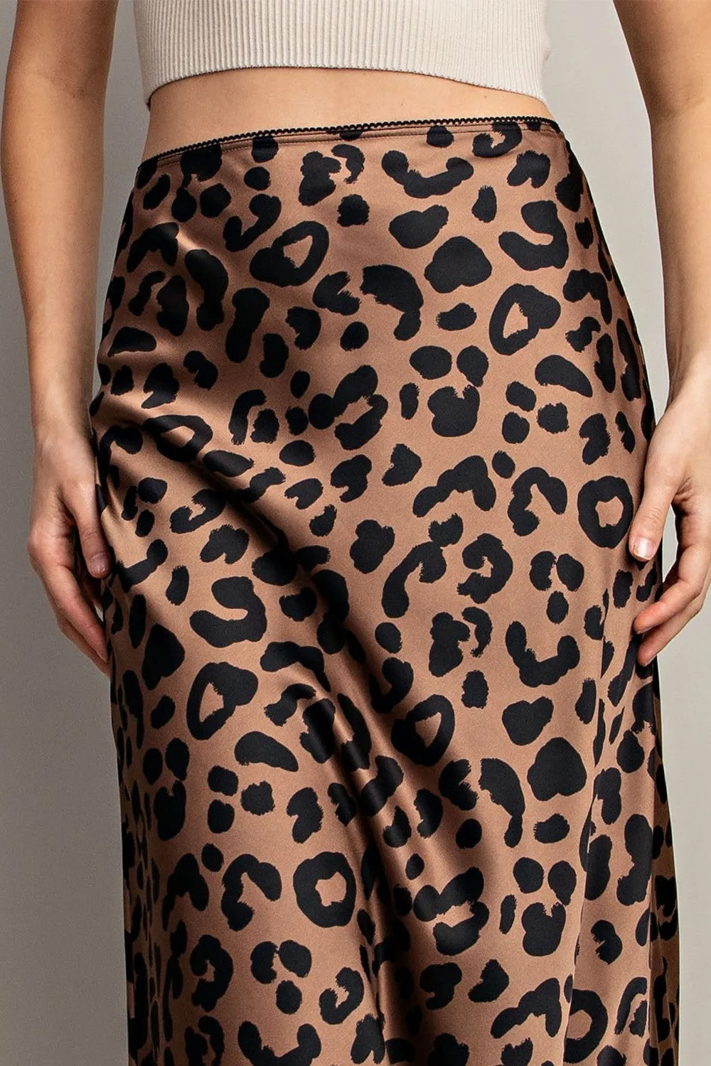 Brown Leopard Midi Skirt
