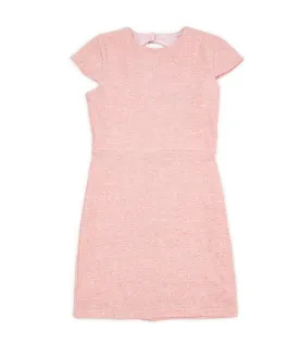 By Debra Girls Pink Boucle Keyhole Back Sheath Dress