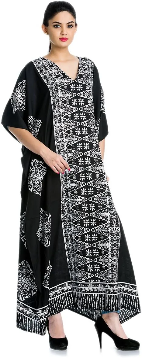 Caftan for Women Plus Size Black And White Kaftan Beach Swimsuit Cover Up Maxi House Dresses