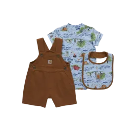 Carhartt Kid's Short Sleeve French Terry Shortall And Bib Set Bodysuit