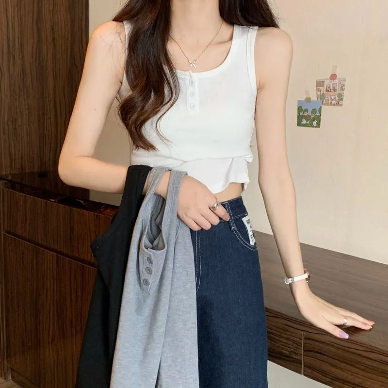Cropped Slimming Sleeveless Slim-Fit Tank Top