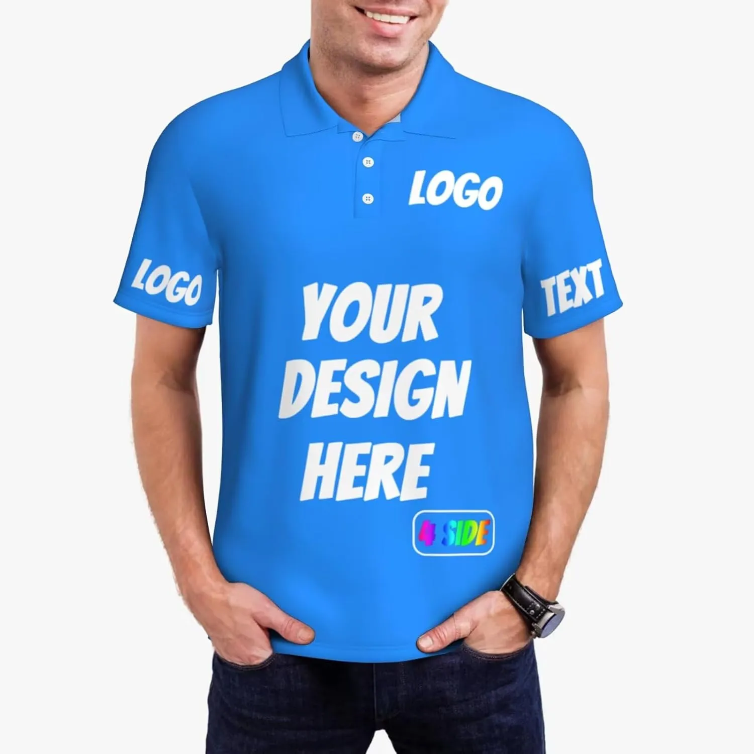 Custom Men's Polo Shirts Custom Golf Shirt Personalized Polo Shirt 4 Sides Print Personalized Shirts for Men