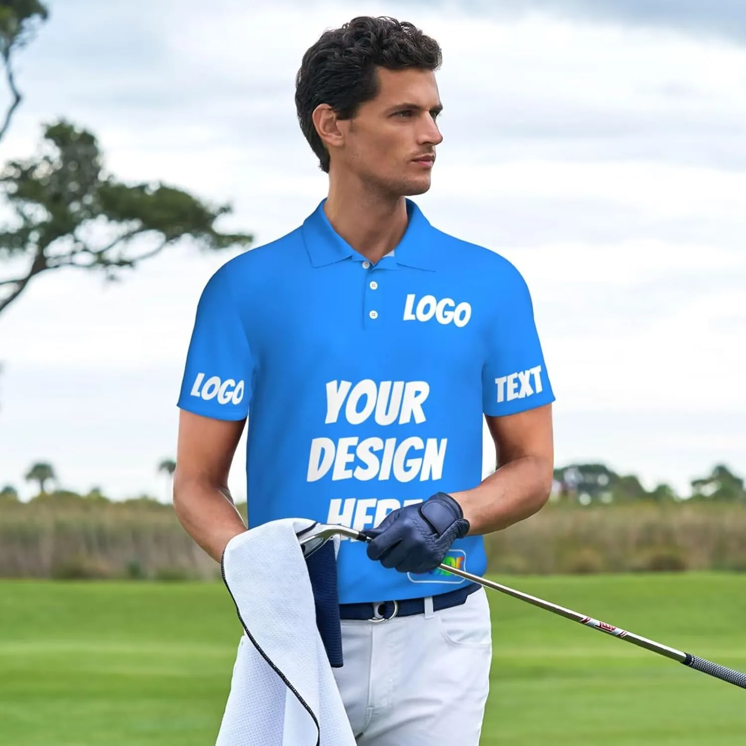 Custom Men's Polo Shirts Custom Golf Shirt Personalized Polo Shirt 4 Sides Print Personalized Shirts for Men
