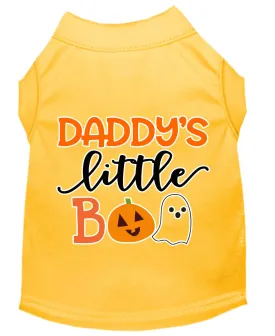 Daddy's Little Boo Screen Print Dog Shirt Yellow Med