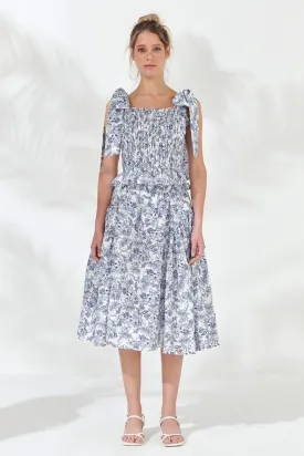 Endless Rose - Print Linen Midi Skirt