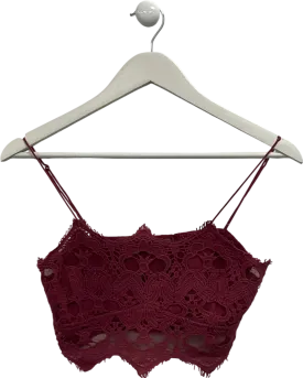 Free People Athena crochet lace scalloped Bralette In Wine UK M
