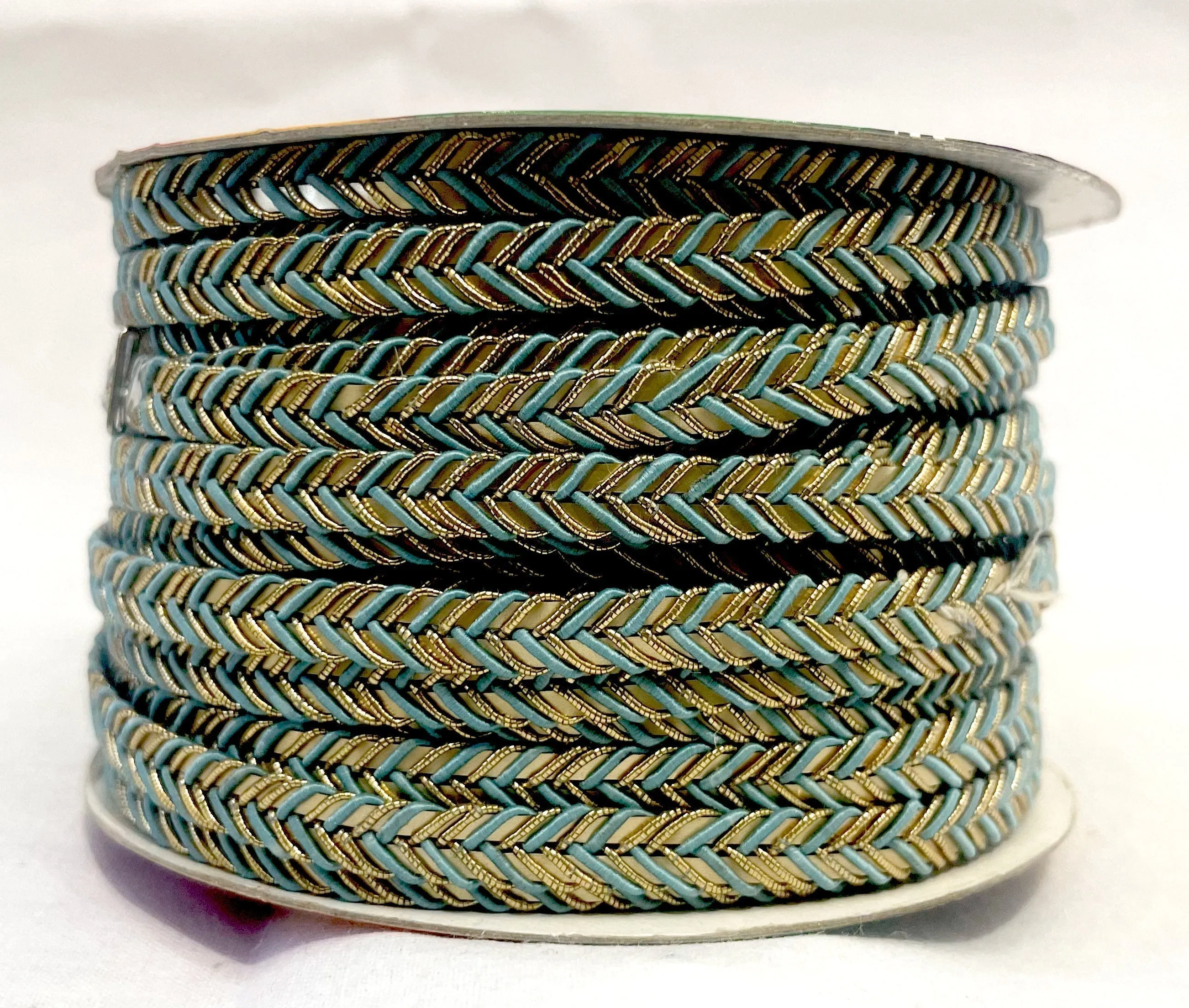 Golden Braid Border, Beige And Golden,  Laces for Dress, Home Décor, Shoe, Bags, Hats, DIY, Handmade, 0.2 inch Broad