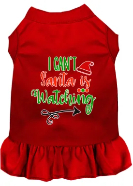 I Can't, Santa Is Watching Screen Print Dog Dress Red Sm