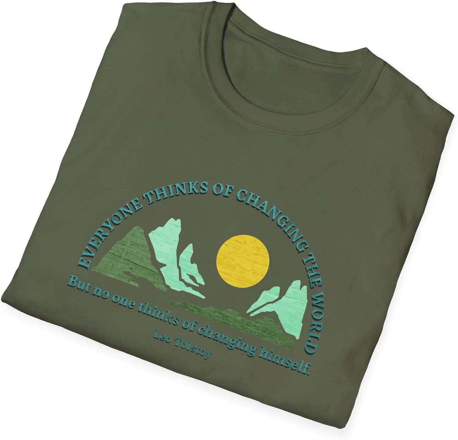 Inspirational Quote T-Shirt  Change Tolstoy, Motivational Gift, Unisex Tee, Positive Vibe, Book Lover Tee