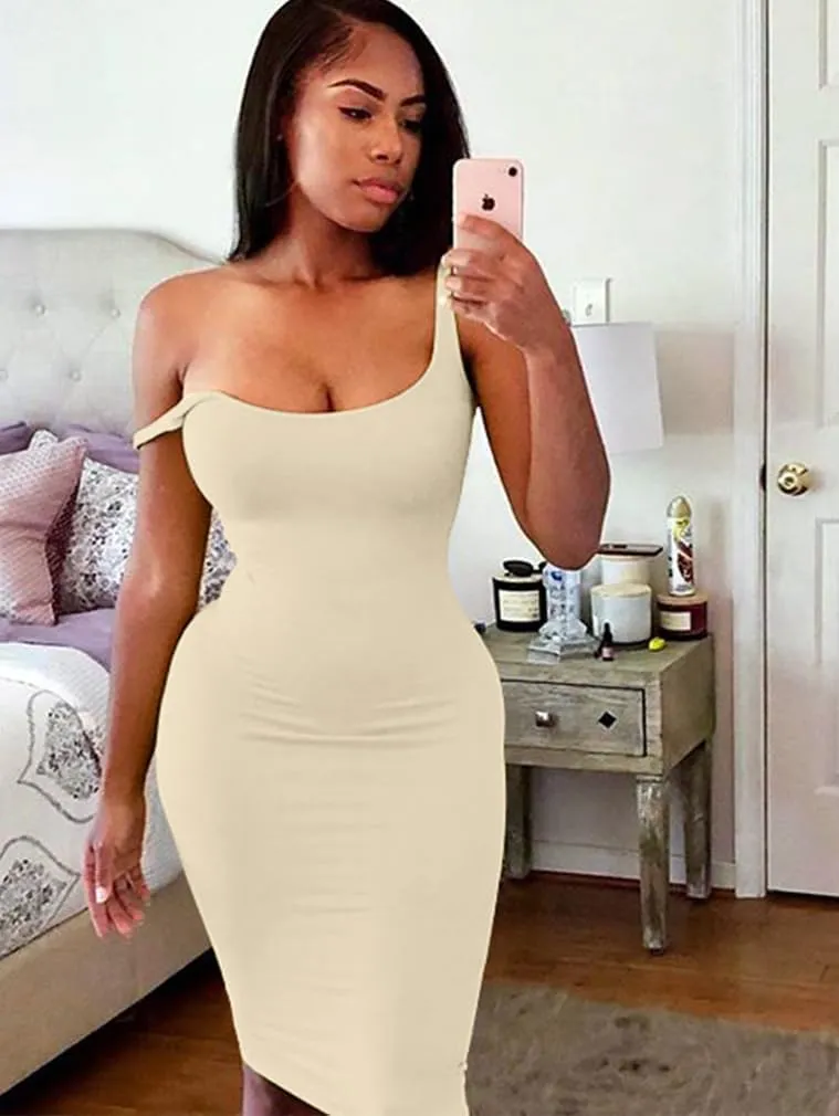 LAGSHIAN Women's Sexy Bodycon Tank Dress Sleeveless Basic Midi Club Dresses