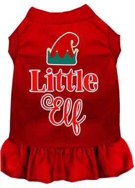 Little Elf Screen Print Dog Dress Red Xl