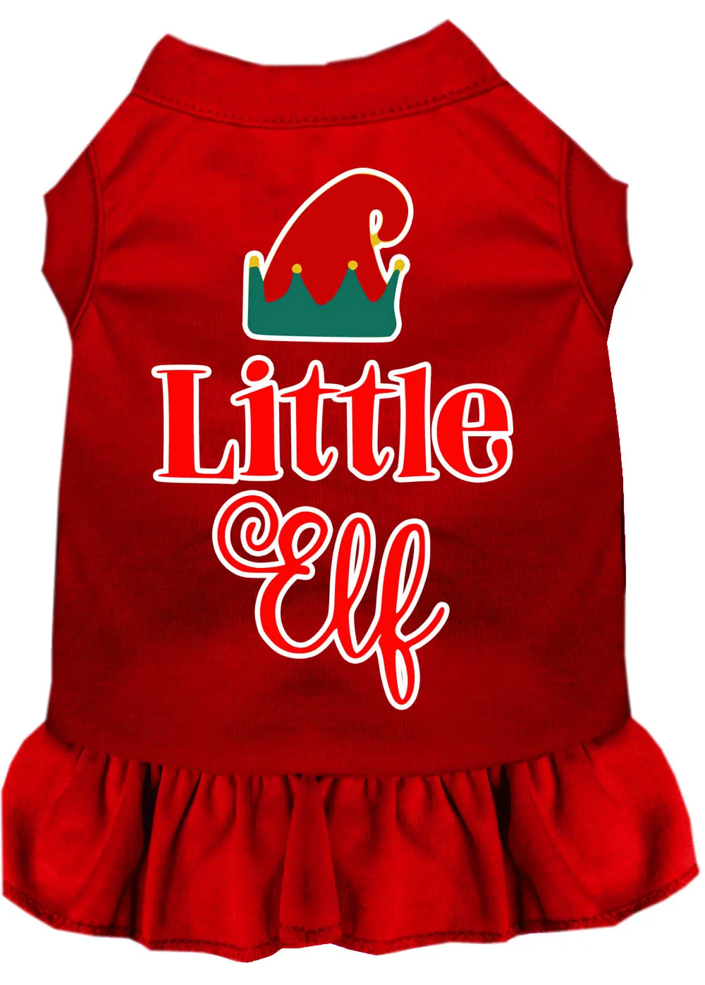 Little Elf Screen Print Dog Dress Red Xl
