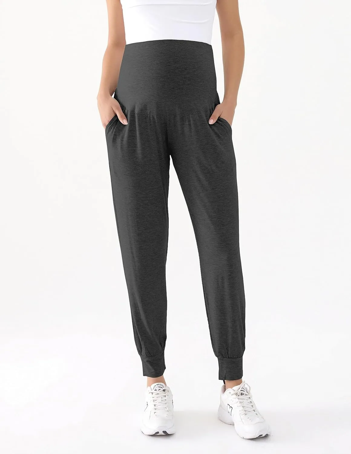 Maternity Joggers for Women Loose Comfy Strechy Pregnancy Sweatpants Postpartum Lounge Pants with Pockets