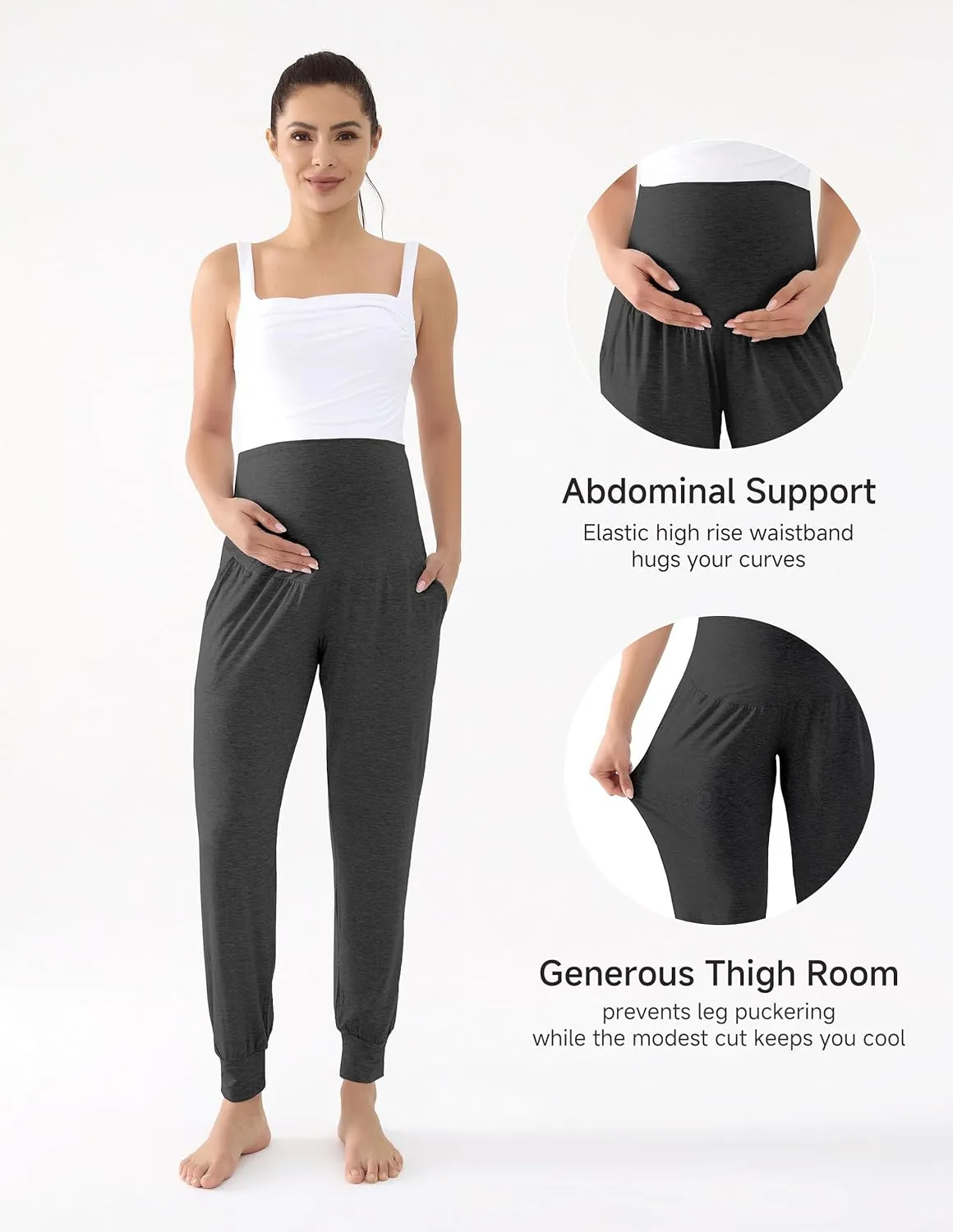 Maternity Joggers for Women Loose Comfy Strechy Pregnancy Sweatpants Postpartum Lounge Pants with Pockets