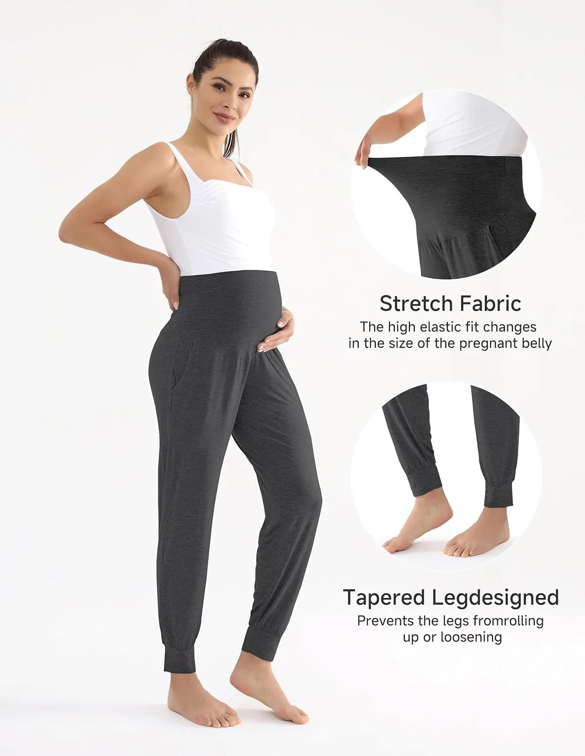 Maternity Joggers for Women Loose Comfy Strechy Pregnancy Sweatpants Postpartum Lounge Pants with Pockets