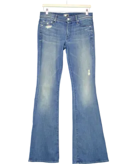 Mother Blue The Super Cruiser Flared-leg Mid-rise Cotton-blend Jeans W28