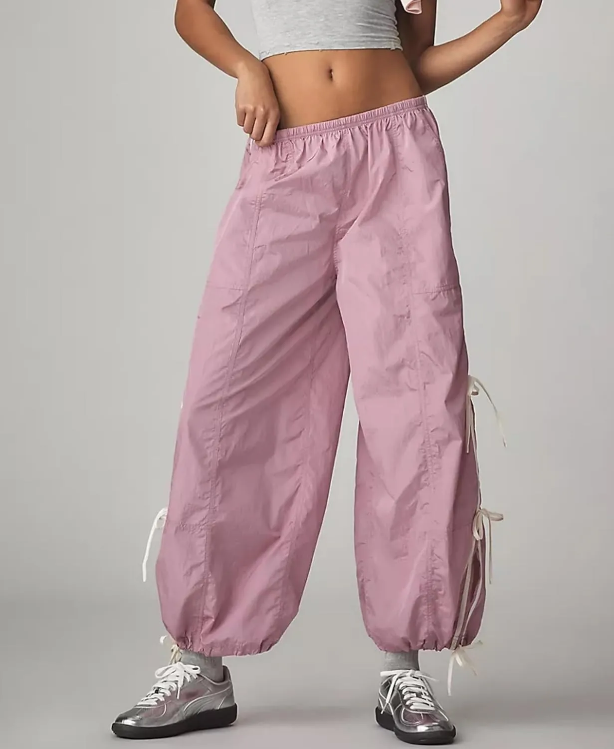 OPCAKM Women's Baggy Pants Elastic Waist Striped Track Sweatpants Parachute Pants