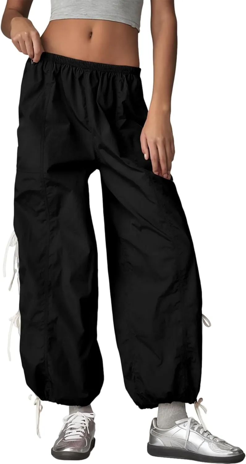OPCAKM Women's Baggy Pants Elastic Waist Striped Track Sweatpants Parachute Pants