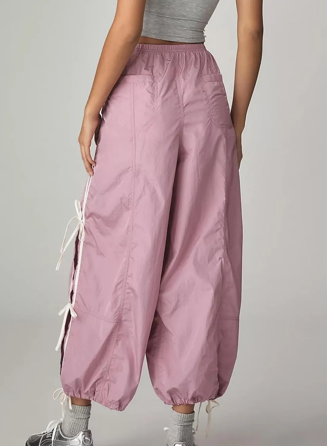 OPCAKM Women's Baggy Pants Elastic Waist Striped Track Sweatpants Parachute Pants