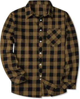 SANGTREE Mens & Boys Plaid Shirt Long Sleeve Button Down Flannel Shirts, US 3 Months - Adult 9XL