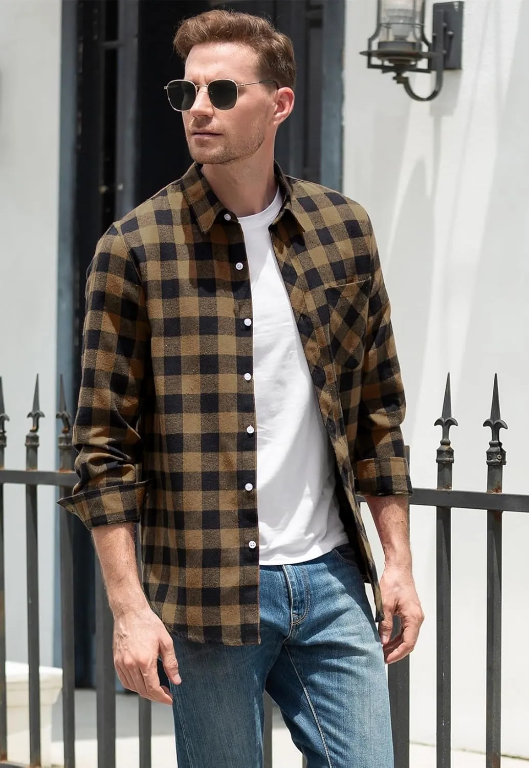 SANGTREE Mens & Boys Plaid Shirt Long Sleeve Button Down Flannel Shirts, US 3 Months - Adult 9XL