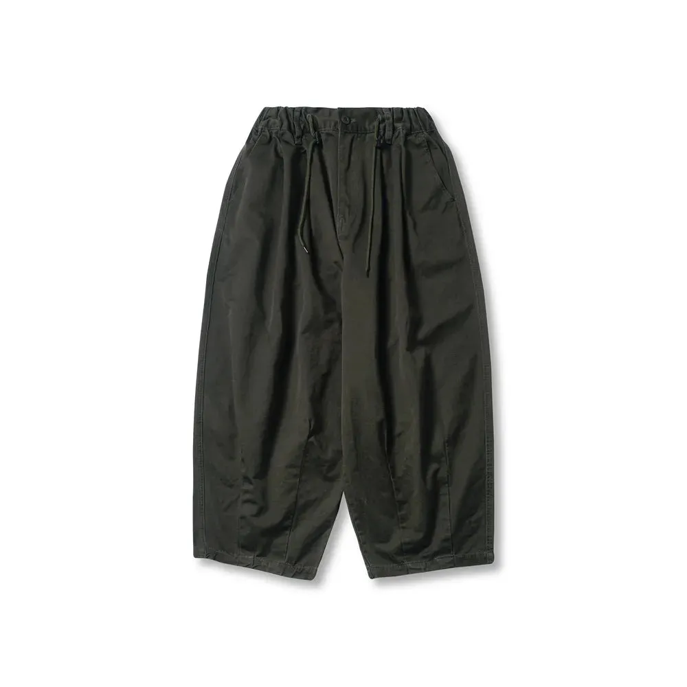 Solid Color Wide Leg Pants with Pleated Elastic Waist - Casual Trousers