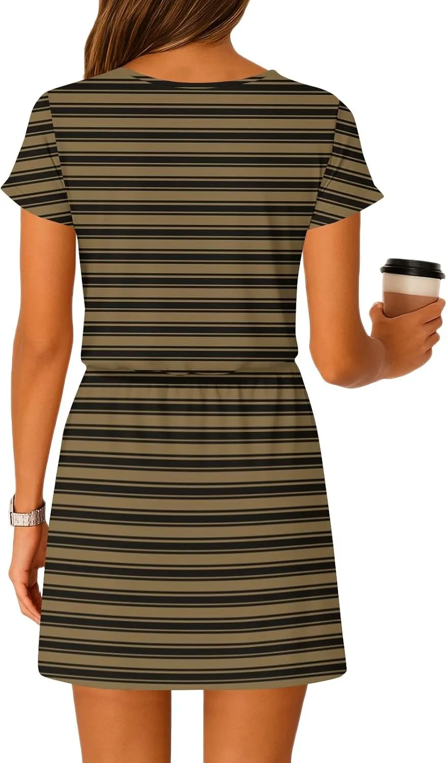 Summer T Shirt Dresses for Women 2025 V Neck Short Sleeve A Line Mini Dresses with Pockets Tie Waist Casual Sundresses