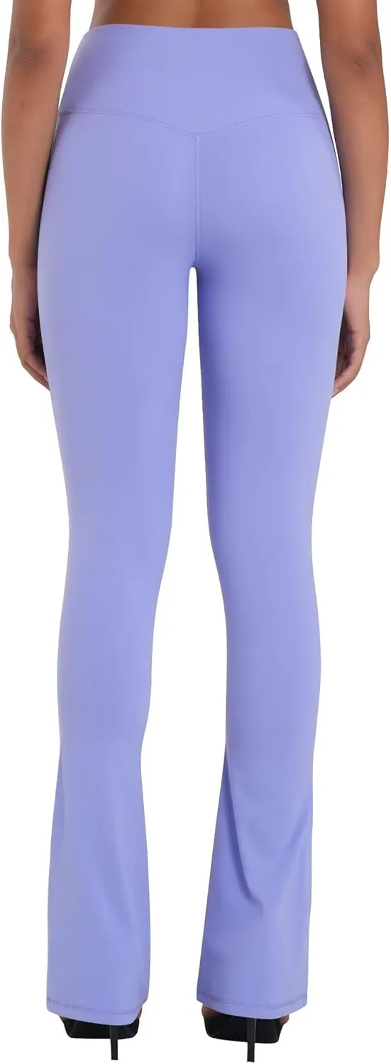 Sunzel Mini Flare Leggings for Women V Crossover Mid Rise Workout Flared Yoga Pants with Tummy Control and Wide Leg