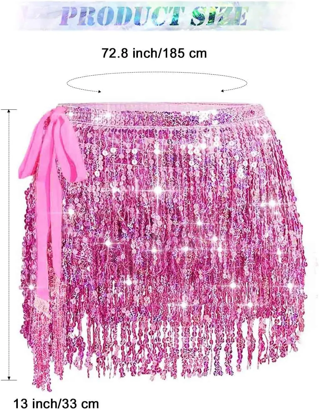 TWINKLEDE Sparkly Sequin Tassel Skirt Rave Fringe Skirts Belly Dance Hip Scarf Belts for Women