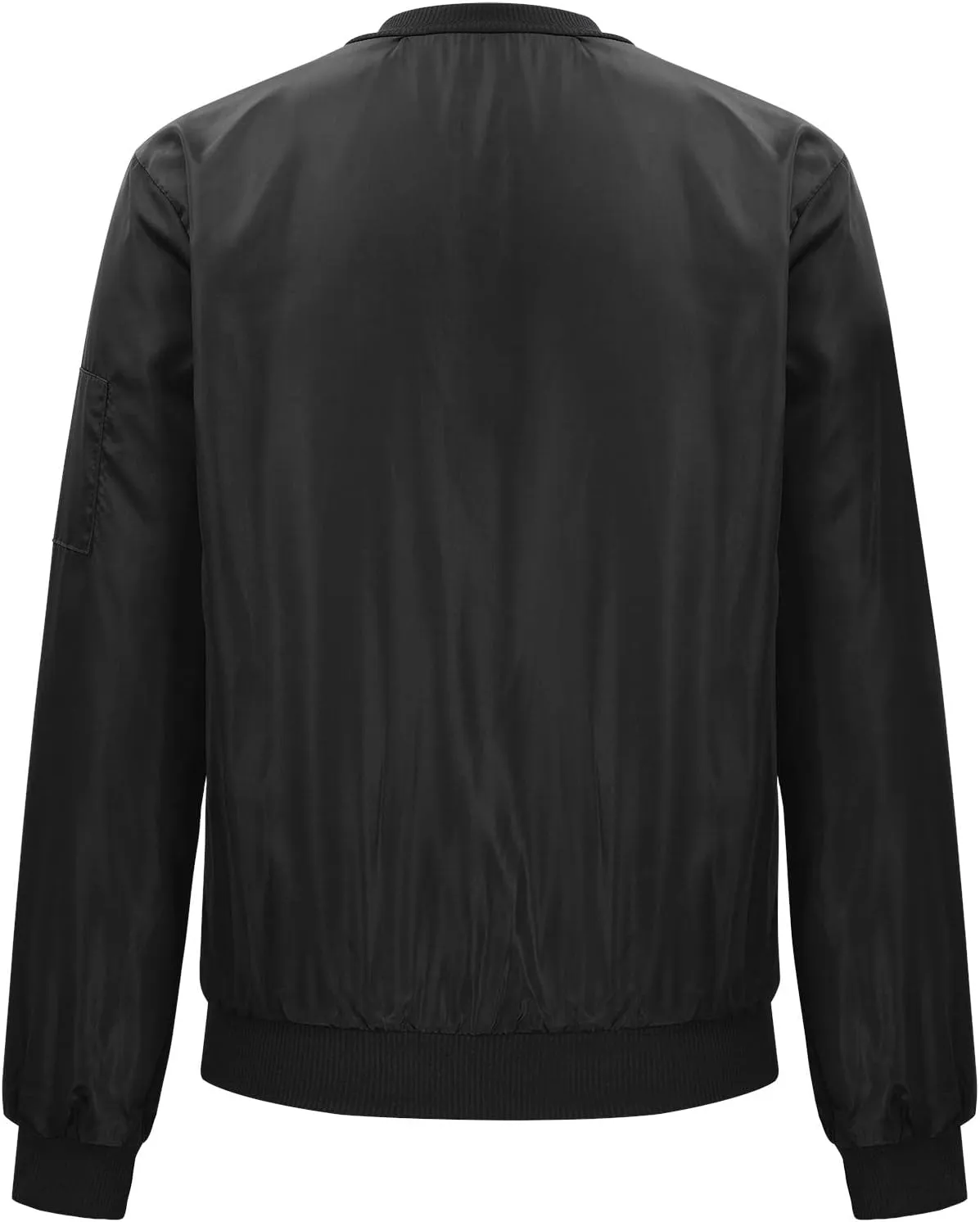 Women's Bomber Jacket 2024 Casual Fall Coats Fashion Zip Up Long Sleeve Outerwear Windbreaker with Pockets, Large