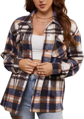 Womens Corduroy Button Down Shirt Long Sleeve Plaid Shackets Loose Business Casual Fashion Blouse Tops